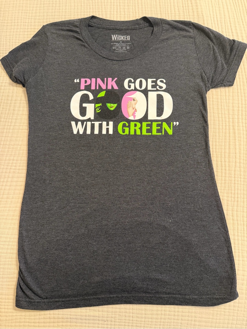 Wicked Charcoal Short Sleeve Tee - Pink & Green Graphic Size Medium